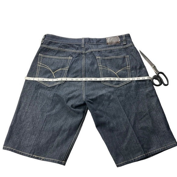 Knockout Jeans Los Angeles Mens Dark Wash Blue Jean Shorts Size 40 Hip Hop Baggy - Picture 10 of 13